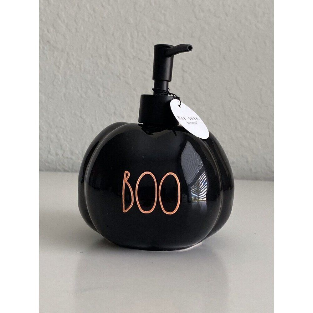Rae Dunn “BOO”‎ Black Pumpkin Soap Lotion Dispenser Halloween 2022 NEW
